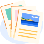 An illustration of travel documents, including proof of funds for a Canada student visa, as an example of what Canadian visa officers check for.