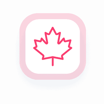 An outline of a red maple leaf